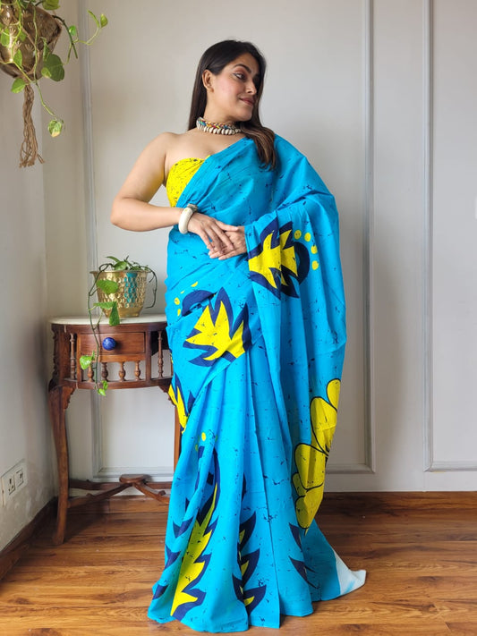 Printed Cotton Mulmul Sarees with Blouse 002