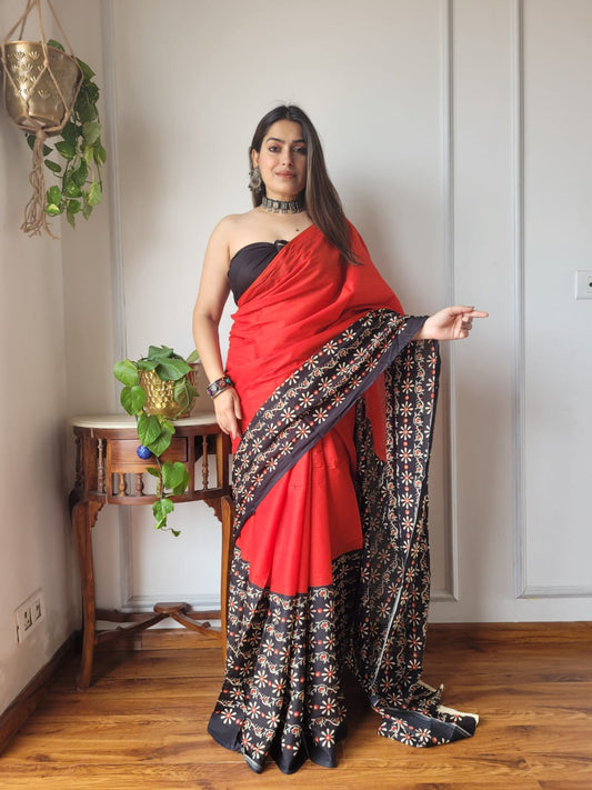 Printed Cotton Mulmul Sarees with Blouse 008