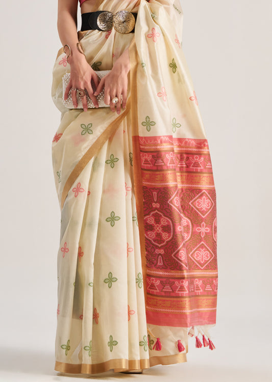 Blended Silk Saree with Woven Pallu-001