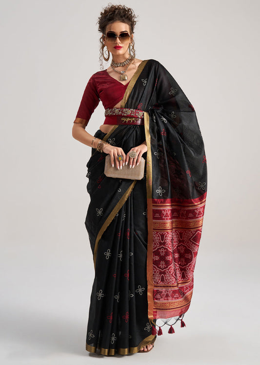Blended Silk Saree with Woven Pallu-007