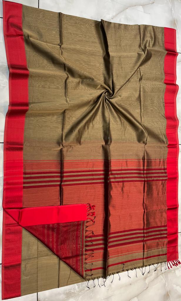 Maheshwari Handwoven Resham Border Saree (Product Code 004)