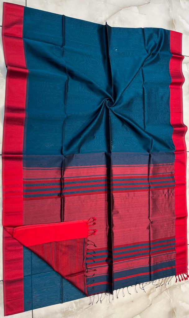 Maheshwari Handwoven Resham Border Saree (Product Code 001)
