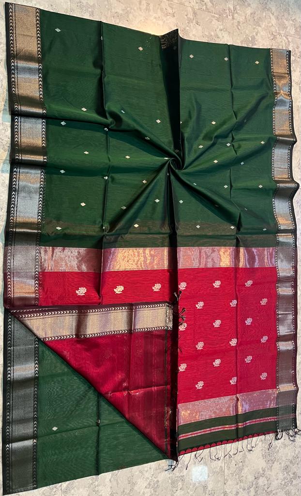Maheshwari Handwoven Rose Saree (Product Code 017)