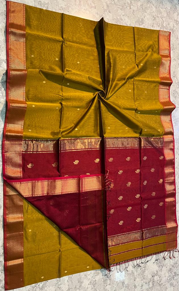 Maheshwari Handwoven Rose Saree (Product Code 013)