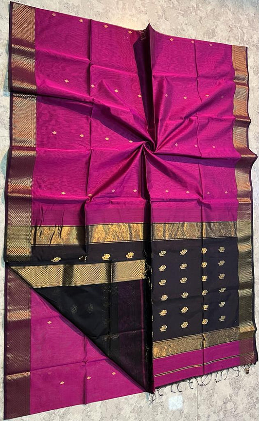 Maheshwari Handwoven Rose Saree (Product Code 014)