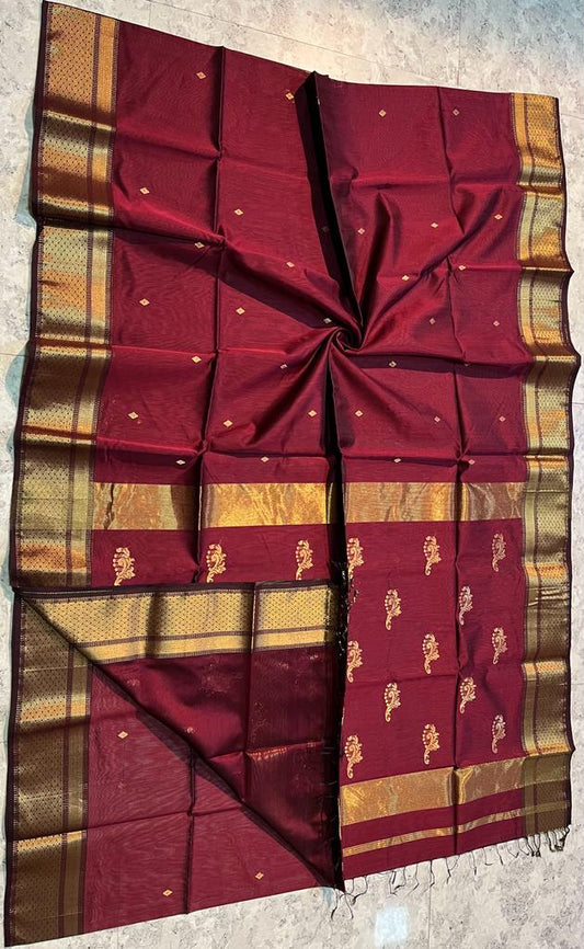 Maheshwari Handwoven Rose Saree (Product Code 010)