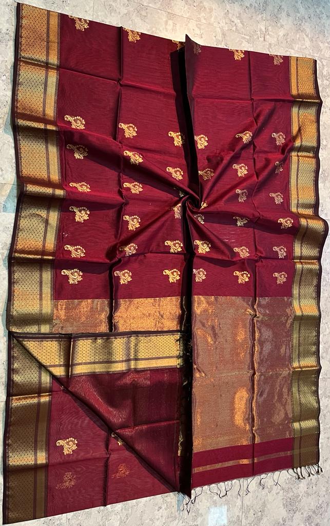 Maheshwari Handwoven Rose Saree (Product Code 009)
