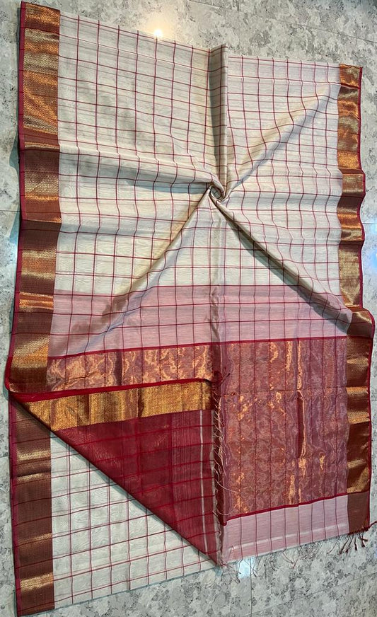 Maheshwari Handwoven Saree (Product Code 021)