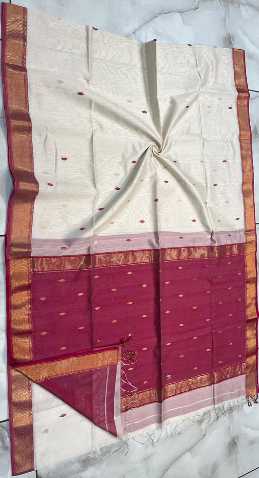 Maheshwari Handwoven Patti Buti Saree (Product code- 007)