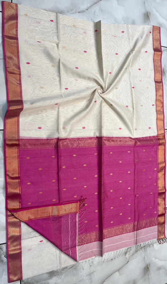 Maheshwari Handwoven Patti Buti Saree (Product code- 008)