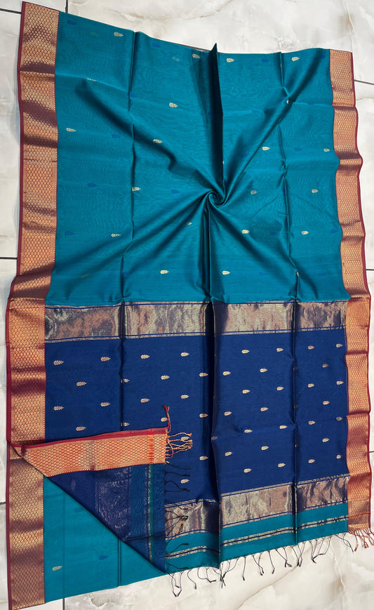 Maheshwari Handwoven Patti Buti Saree (Product code- 015)