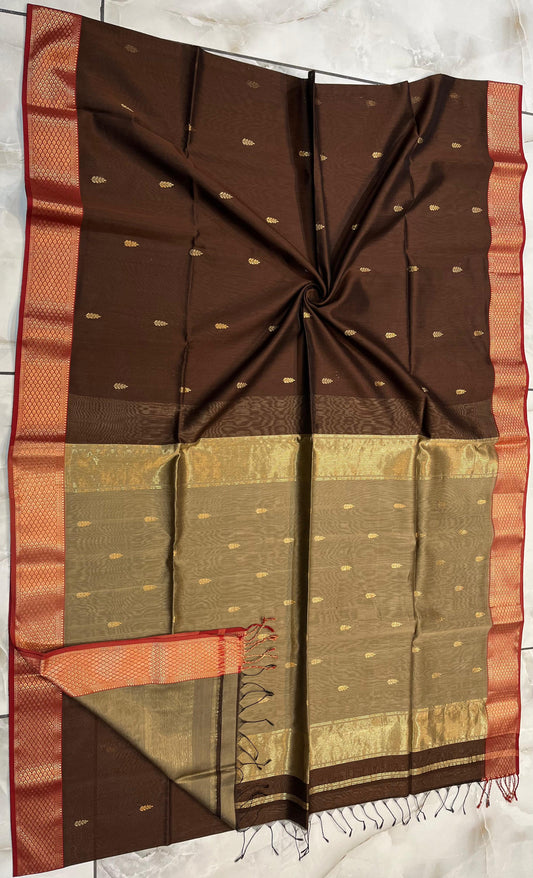 Maheshwari Handwoven Patti Buti Saree (Product code- 014)