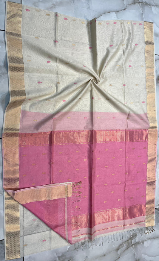Maheshwari Handwoven Patti Buti Saree (Product code- 020)