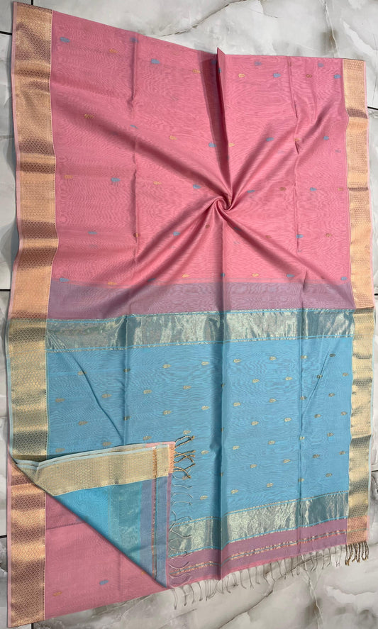 Maheshwari Handwoven Patti Buti Saree (Product code- 021)
