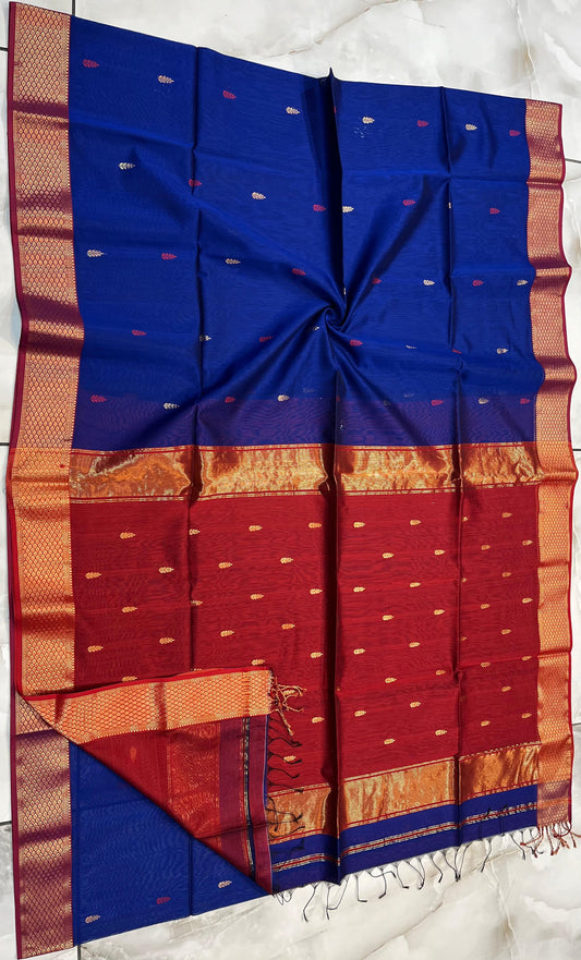 Maheshwari Handwoven Patti Buti Saree (Product code- 032)