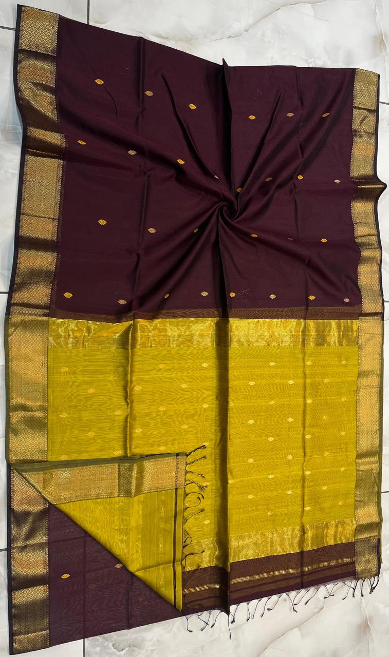 Maheshwari Handwoven Patti Buti Saree (Product code- 029)
