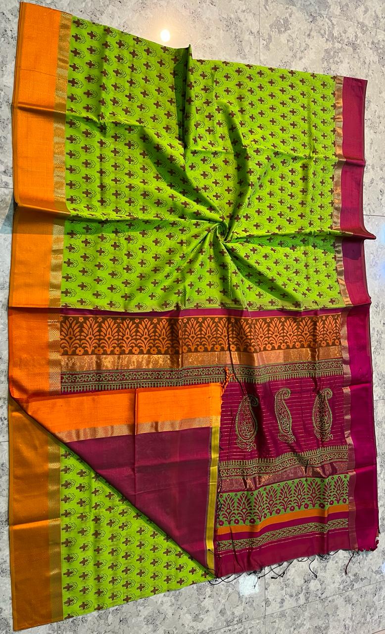 Maheshwari Handblock Print Saree (Product Code-008)