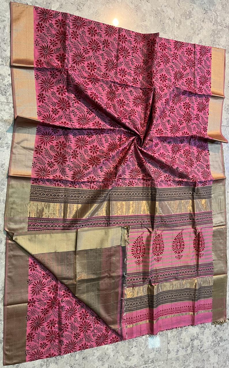 Maheshwari Handblock Print Saree (Product Code-007)