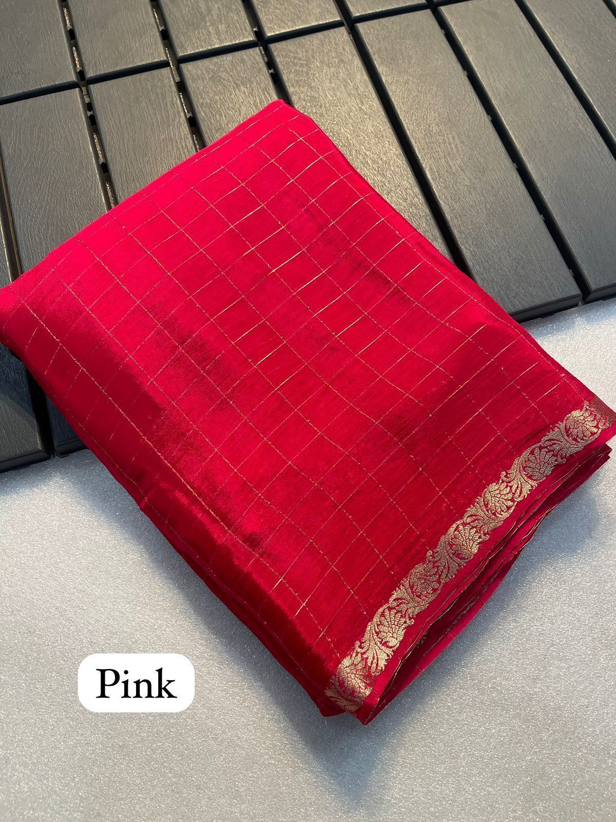 Pure Chinon Chiffon Saree With Pallu & Running Blouse- 002