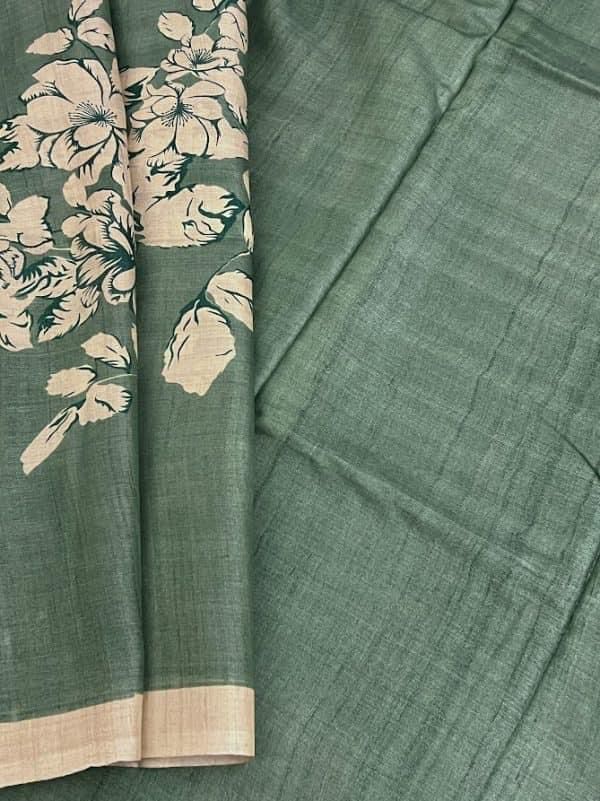 Elegant Gaachi Tussar Saree with Beautiful Floral Screen Printing-001