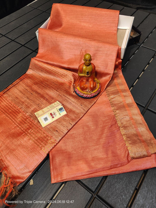 Pure Handloom Tussar Munga Silk Saree- 011