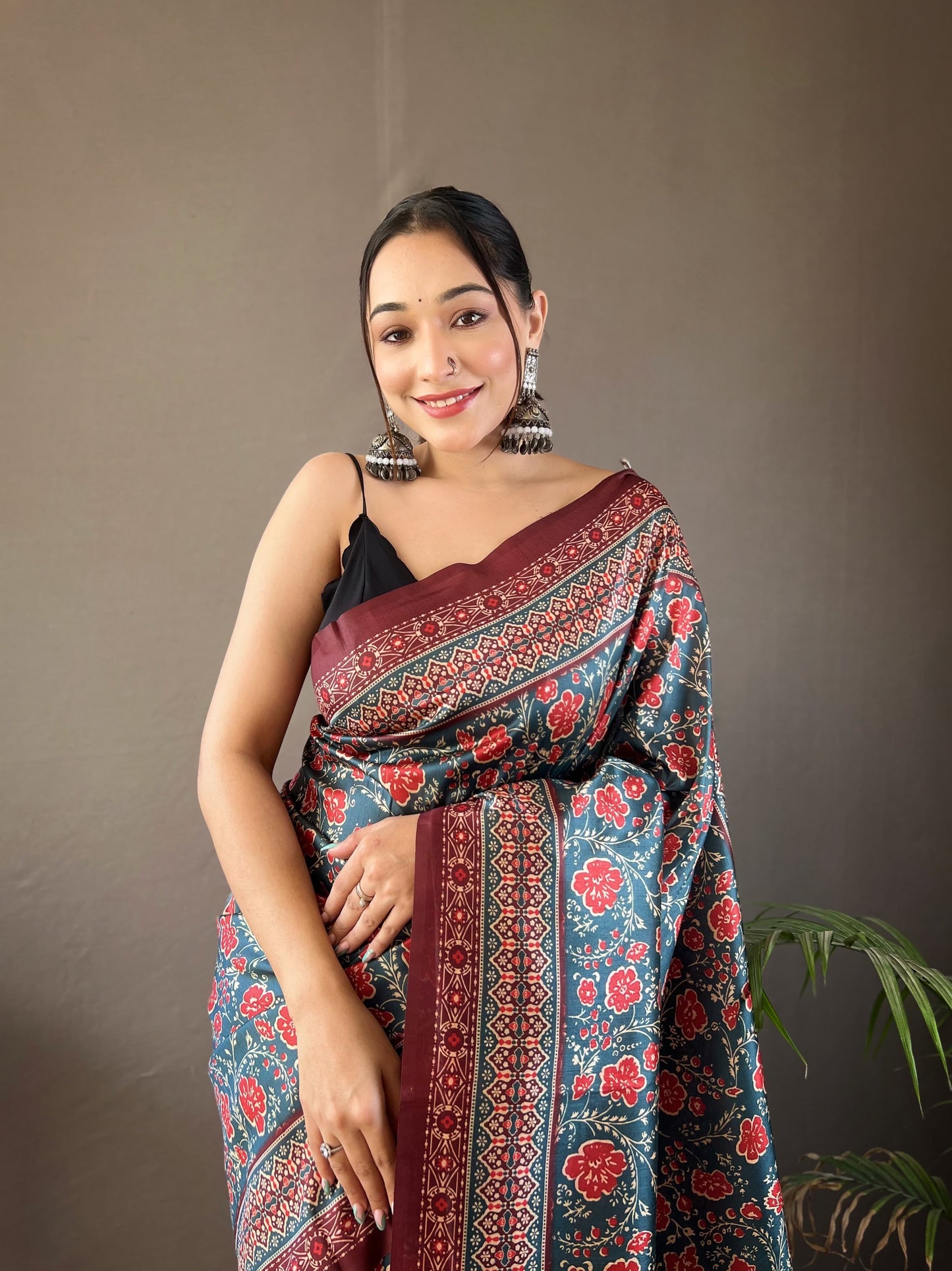Elegant Silk Saree with Digital Print Concept-001