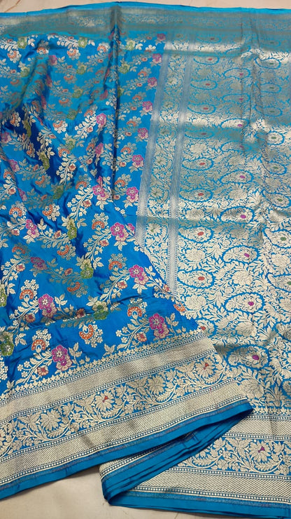 Banarasi Pure Katan Silk Saree with Handwoven Meenakari & Pure Gold Zari Work- KT002