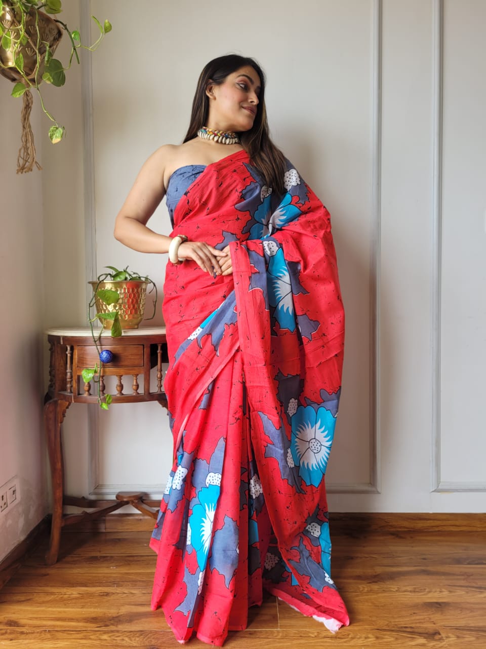 Printed Cotton Mulmul Sarees with Blouse 003