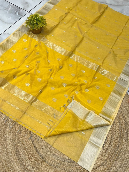 Traditional Pure Maheshwari Handloom Tissue Small Jari Chex-004