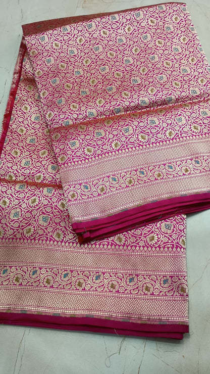 Banarasi Pure Katan Silk Saree with Handwoven Meenakari & Pure Gold Zari Work- KT004