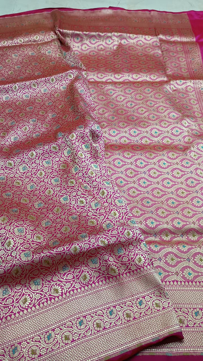 Banarasi Pure Katan Silk Saree with Handwoven Meenakari & Pure Gold Zari Work- KT004