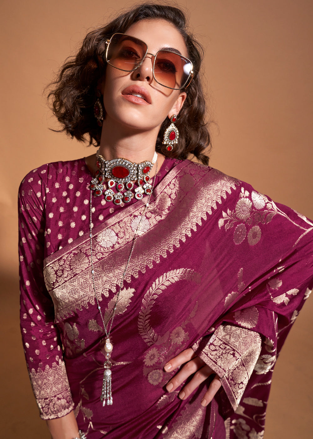 Georgette Handloom Weaving Silk Saree-001