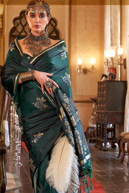 Elegant Satin Handloom Weaving Silk Saree-004