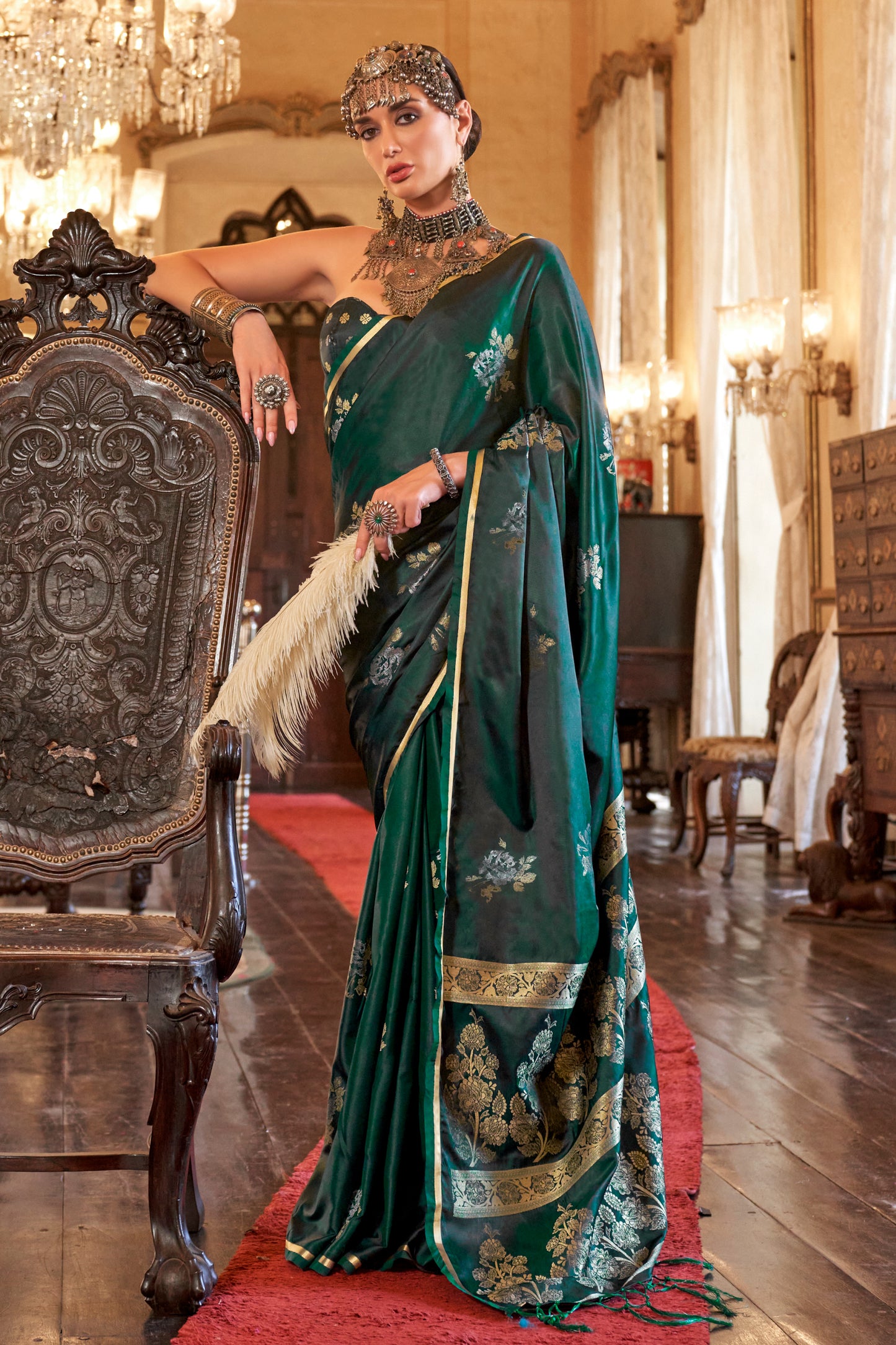 Elegant Satin Handloom Weaving Silk Saree-004