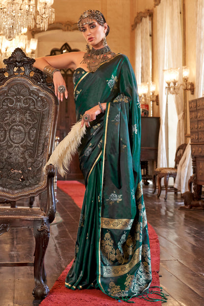 Elegant Satin Handloom Weaving Silk Saree-004