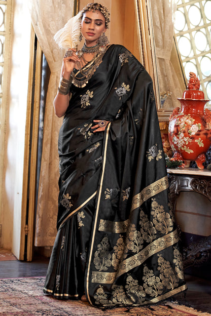 Elegant Satin Handloom Weaving Silk Saree-003