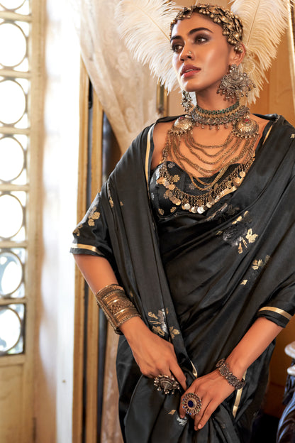 Elegant Satin Handloom Weaving Silk Saree-003