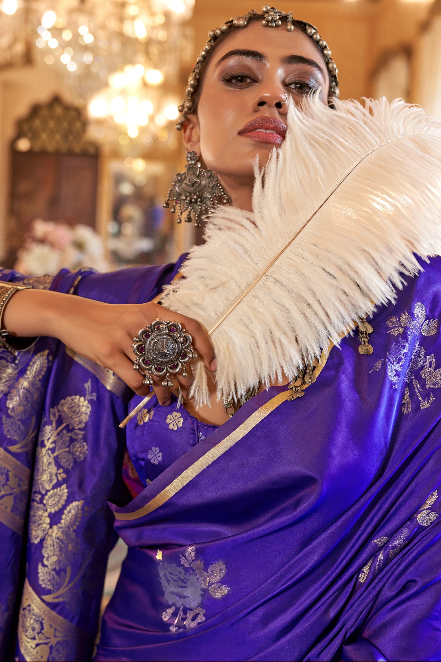 Elegant Satin Handloom Weaving Silk Saree