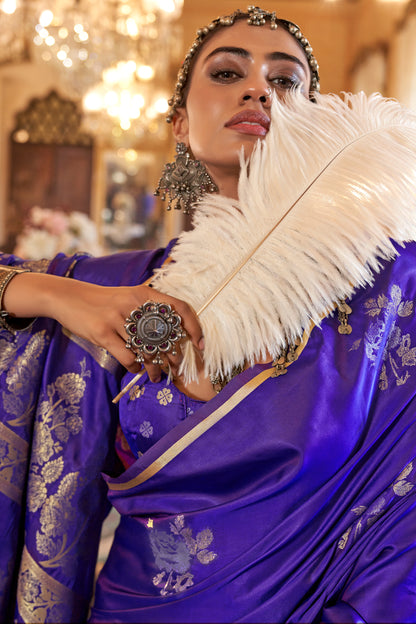 Elegant Satin Handloom Weaving Silk Saree