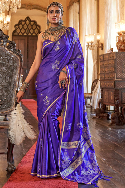 Elegant Satin Handloom Weaving Silk Saree