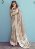 Soft Linen  Saree with Chikankari Woven Border-006
