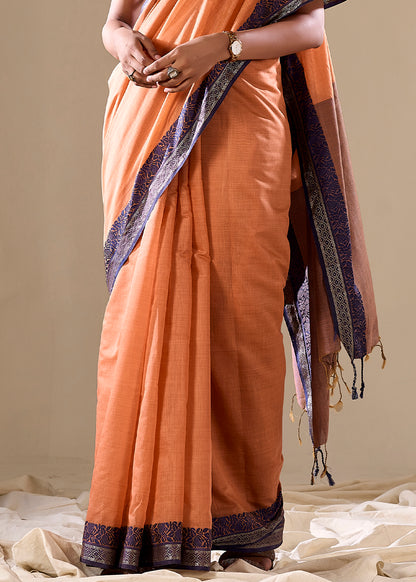 Handloom Cotton Saree with Contrast Border-002