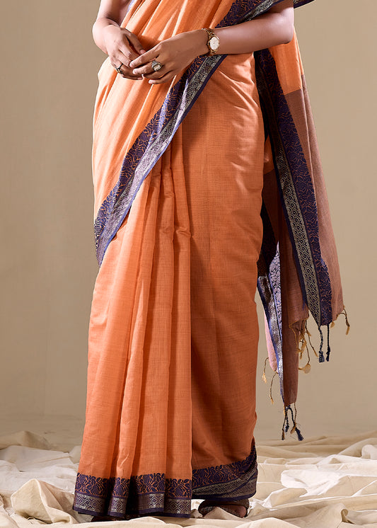 Handloom Cotton Saree with Contrast Border-002