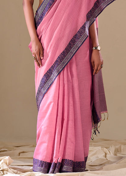Handloom Cotton Saree with Contrast Border-005