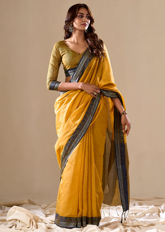 Handloom Cotton Saree with Contrast Border-006