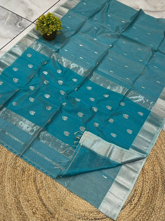 Traditional Pure Maheshwari Handloom Tissue Small Jari Chex-003