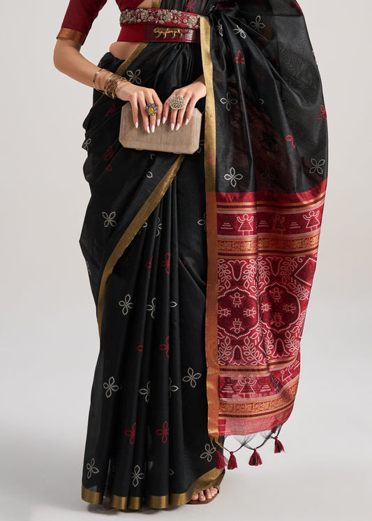 Blended Silk Saree with Woven Pallu-007