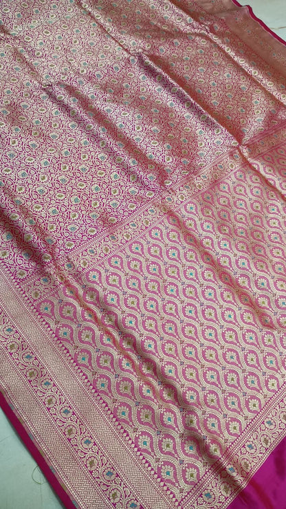 Banarasi Pure Katan Silk Saree with Handwoven Meenakari & Pure Gold Zari Work- KT004