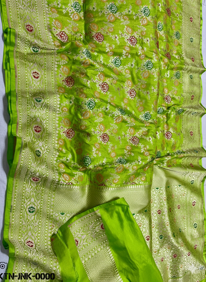 Exclusive Banarasi Pure Handloom Katan Silk Saree with Meenakari & Gold-Silver Zari- KT0012