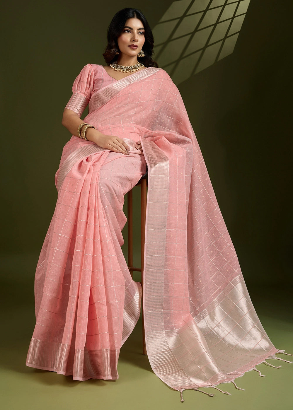 Blended Soft Silk Saree with Woven Pallu-002